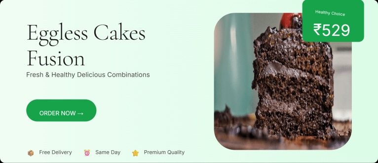 Assorted eggless fusion cakes on pastel background