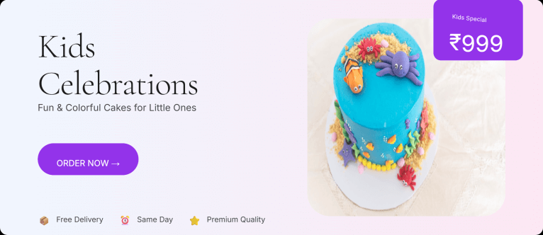 Kids celebrations cakes — colourful sprinkles and toppers